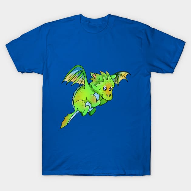 Cute Green Cartoon Flying Baby Dragon T-Shirt by cuisinecat